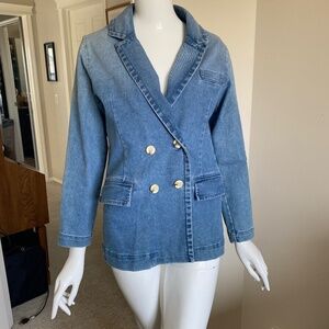 Denim double breasted jacket blazer, Size M